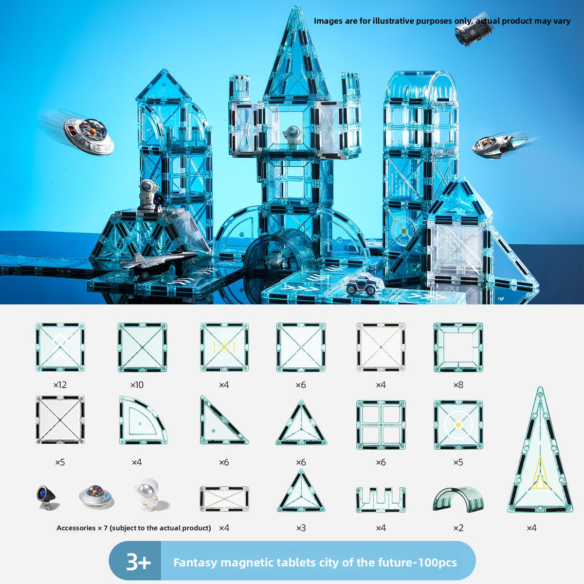 100pc Magna-Tiles Building Set